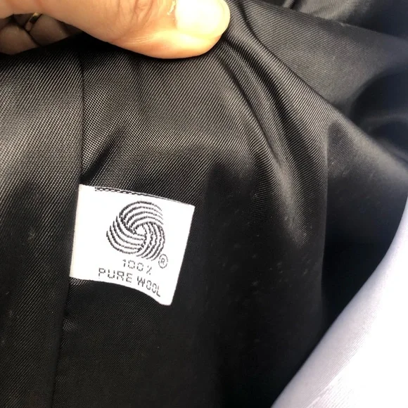 Vintage Jones New York 100% Pure Wool Black Double-Breasted Trench Coat size XL - Picture 10 of 14